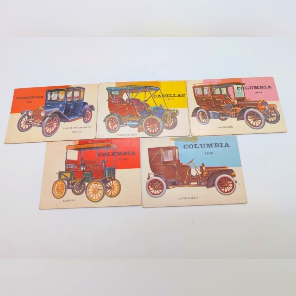 1954 Topps Car Card Set 5 1900s Columbia, Cartercar, Cadillac Models